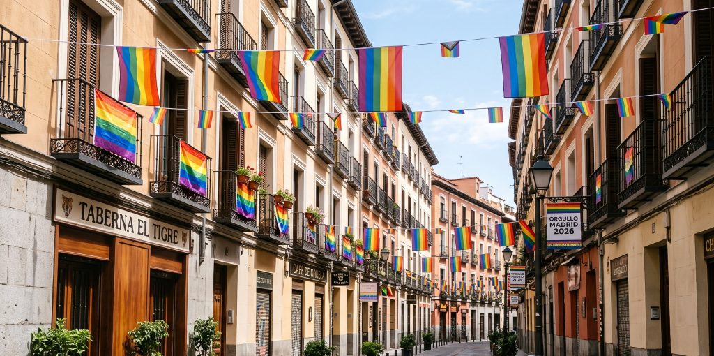Rua de Chueca decorada para o Orgulho<br/>