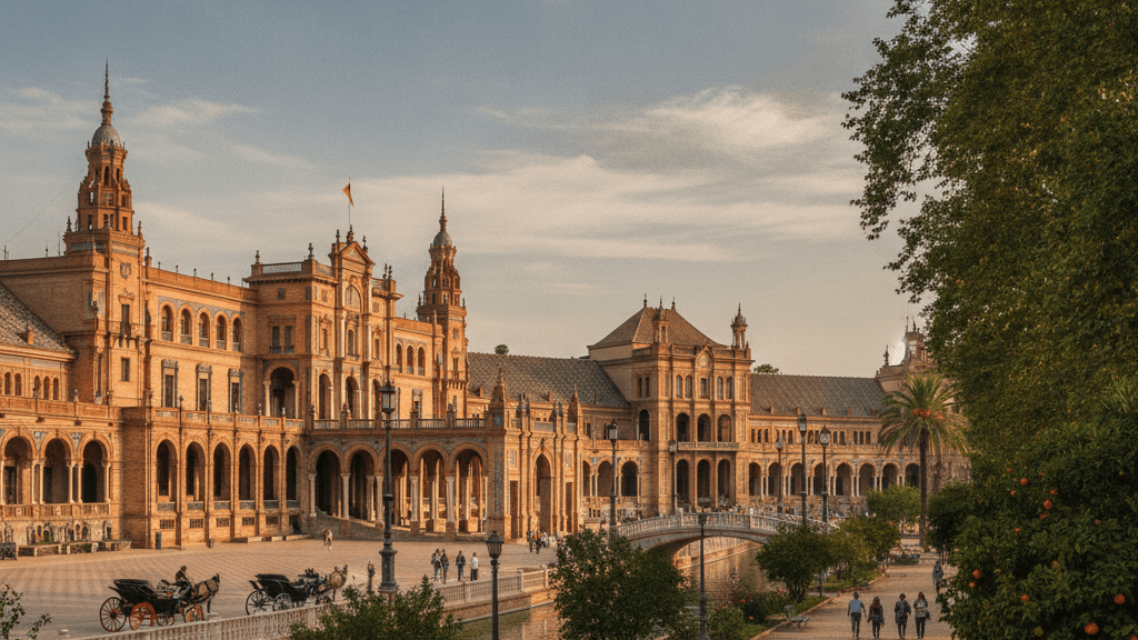 Plaza de España y el Canal de los Azulejos, punto clave en la tarde de Sevilla