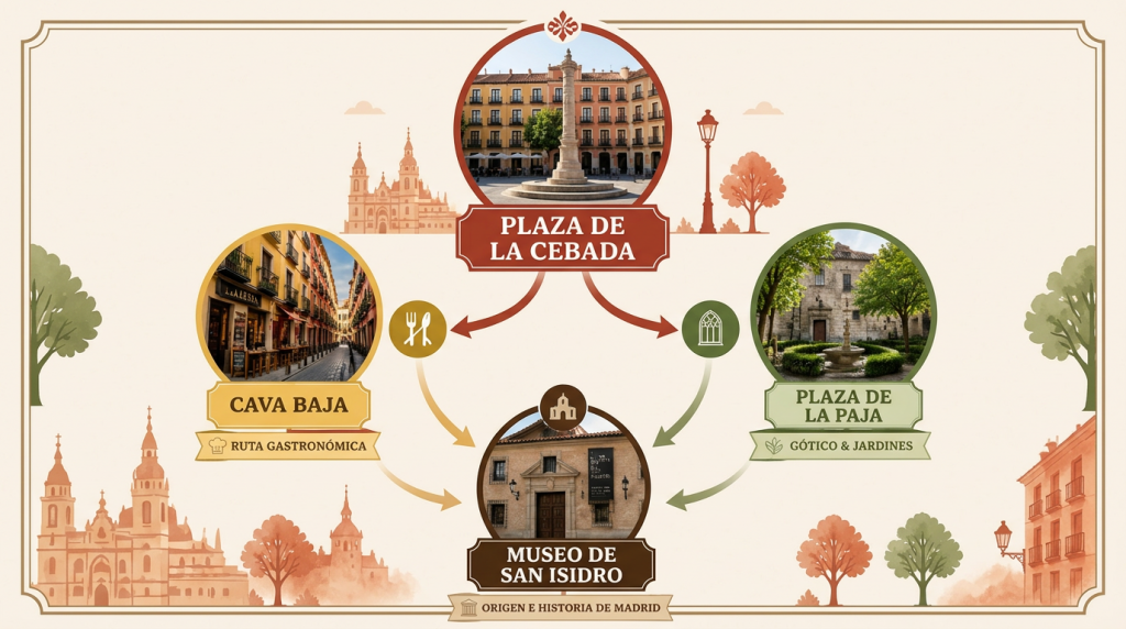 Infogracía de La Latina desde La Plaza de la Cebada hasta el museo de San Isidro