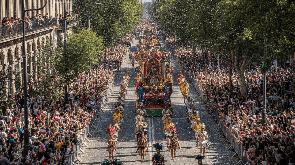 Mapa de la ruta del desfile principal del Orgullo en Sevilla