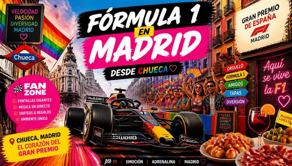 Fórmula 1 en Madrid: Guía para Vivir el Gran Premio desde Chueca, Fan Zones, Ocio y Gastronomía.